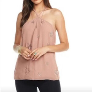 NWT Chaser Rosebud Beaded star  halter blouse